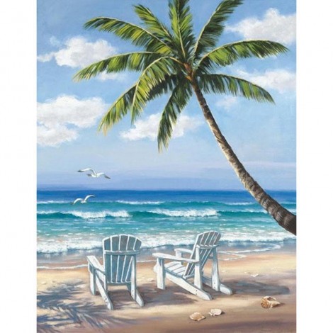 2019 New Hot Sale Beach Seaside Palm Tree 5d Diy Diamond Painting Kits