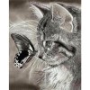 5D DIY Diamond Painting Kits Black And White Cat And Butterfly