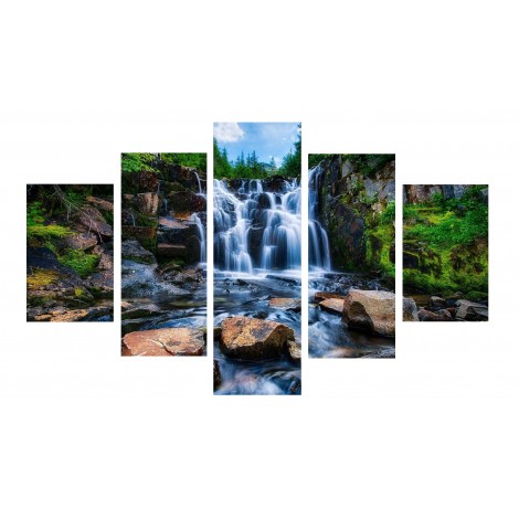 5D DIY Diamond Painting Kits Multi Panel Landscape Waterfall